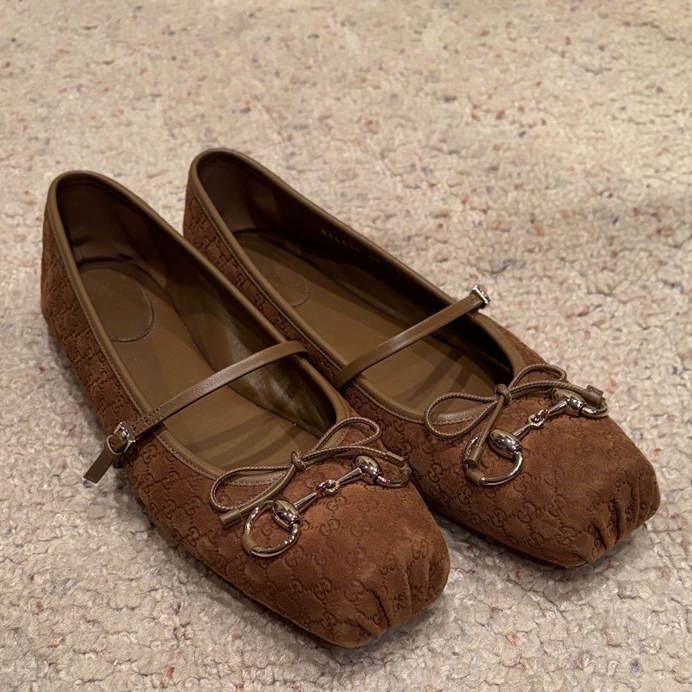 Brown Gucci suede Women's Ballet Flats